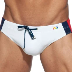 Addicted Maillots De Bain Push Up|Slips De Bain-Slip de Bain Basic Stripes Blanc