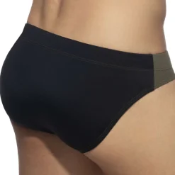 Addicted Slips De Bain-Slip de Bain Bicolore Kaki - Noir