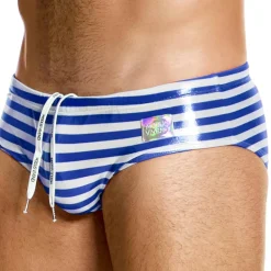 Modus Vivendi Slips De Bain-Slip de Bain Classic Laminated Rayé Bleu - Blanc