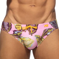 Addicted Maillots De Bain Push Up|Slips De Bain-Slip de Bain Feuilles d'Erable Rose