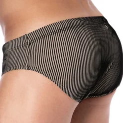 Emporio Armani Slips De Bain-Slip de Bain Rayé Noir - Beige