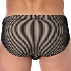 Emporio Armani Slips De Bain-Slip de Bain Rayé Noir - Beige