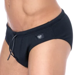 Emporio Armani Slips De Bain-Slip de Bain Satin Label Marine
