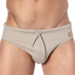 Emporio Armani Slips De Bain-Slip de Bain Satin Label Taupe