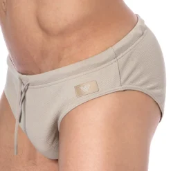 Emporio Armani Slips De Bain-Slip de Bain Satin Label Taupe