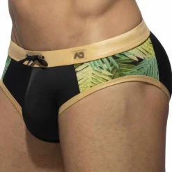 Addicted Maillots De Bain Push Up|Slips De Bain-Slip de Bain Side Leaves Noir