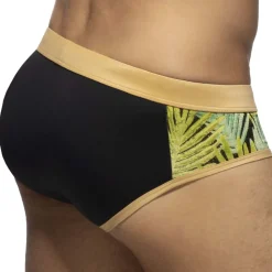 Addicted Maillots De Bain Push Up|Slips De Bain-Slip de Bain Side Leaves Noir