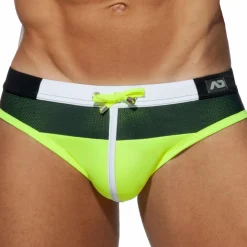 Addicted Maillots De Bain Push Up|Slips De Bain-Slip de Bain Spike Noir - Citron Vert