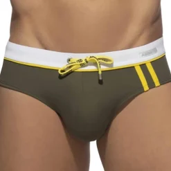 Addicted Maillots De Bain Push Up|Slips De Bain-Slip de Bain Sport Detail Binding Kaki