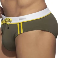 Addicted Maillots De Bain Push Up|Slips De Bain-Slip de Bain Sport Detail Binding Kaki