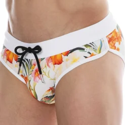 SKU Slips De Bain-Slip de Bain Tropical Summer Blanc