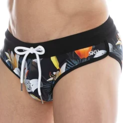 SKU Slips De Bain-Slip de Bain Tropical Summer Noir