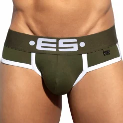 ES Collection Slips-Slip Double Side Coton Kaki - Blanc