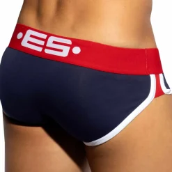 ES Collection Slips-Slip Double Side Coton Marine - Rouge