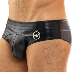 Modus Vivendi Slips Sexy-Slip Leather Simili-Cuir Noir