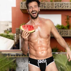 SKU Slips-Slip Logo Coton Noir