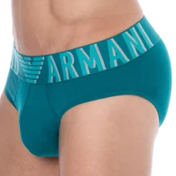 Emporio Armani Slips-Slip Megalogo Coton Bleu Paon