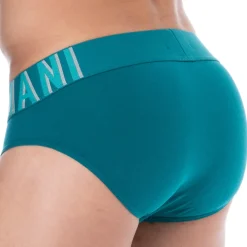 Emporio Armani Slips-Slip Megalogo Coton Bleu Paon