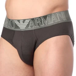 Emporio Armani Slips-Slip Megalogo Coton Marron