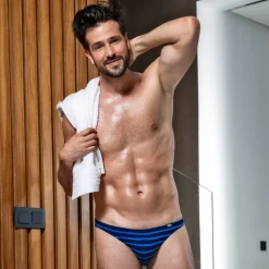 SKU Mini Slips|Slips-Slip Mini Coton Rayure Bleu - Noir