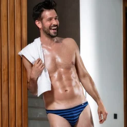 SKU Mini Slips|Slips-Slip Mini Coton Rayure Bleu - Noir