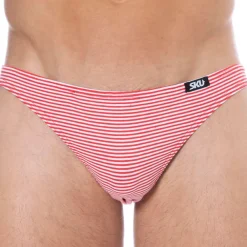 SKU Mini Slips|Slips-Slip Mini Coton Rayure Rouge - Blanc