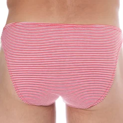 SKU Mini Slips|Slips-Slip Mini Coton Rayure Rouge - Blanc