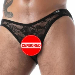 TOF Paris Slips Sexy-Slip Mini en Dentelle Fluide Noir