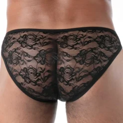 TOF Paris Slips Sexy-Slip Mini en Dentelle Fluide Noir