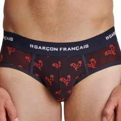 Garçon Français Slips-Slip Origami Coq Bleu Marine - Rouge