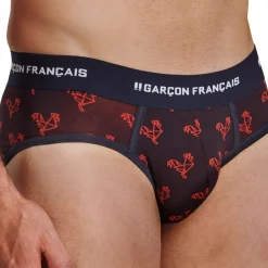 Garçon Français Slips-Slip Origami Coq Bleu Marine - Rouge