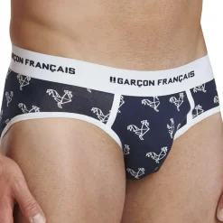 Garçon Français Slips-Slip Origami Coq Bleu Marine - Blanc