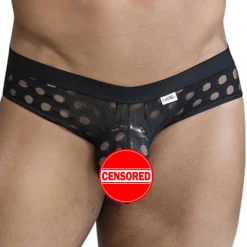 CandyMan Slips Sexy-Slip Polka Mesh Noir