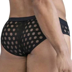 CandyMan Slips Sexy-Slip Polka Mesh Noir