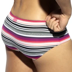 ES Collection Slips-Slip Retro Stripes Gris - Rose