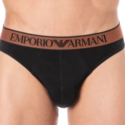 Emporio Armani Slips-Slip Shiny Logoband Coton Noir