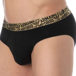 Emporio Armani Slips-Slip Shiny Logoband Coton Noir