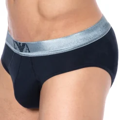 Emporio Armani Slips-Slip Shiny Logoband Marine