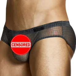 Modus Vivendi Slips Sexy-Slip Super Low Rise Abstract Résille Gris Anthracite