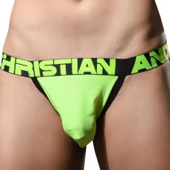 Andrew Christian Poche Ergonomique|Sous-Vêtements Sport-Slip Tanga Almost Naked Moisture Control Jaune Fluo
