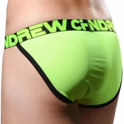Andrew Christian Poche Ergonomique|Sous-Vêtements Sport-Slip Tanga Almost Naked Moisture Control Jaune Fluo