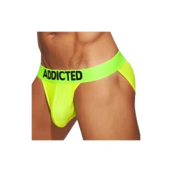 Addicted Slips Sexy|Push Up-Slip Tanga Cockring Mesh Neon Jaune Fluo