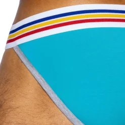 Bike Slips Tanga|Slips-Slip Tanga Coton Bleu Turquoise