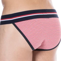 SKU Slips Tanga|Slips-Slip Tanga Coton Rayure Rouge - Blanc
