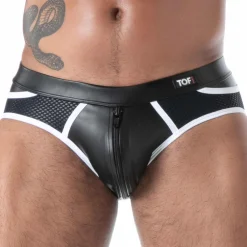 TOF Paris Slips Sexy-Slip Zippé Empty Bottom Kinky Noir - Blanc