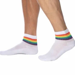 Garçon Français Chaussettes-Soquettes Blanches - Arc-en-ciel