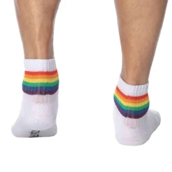 Garçon Français Chaussettes-Soquettes Blanches - Arc-en-ciel