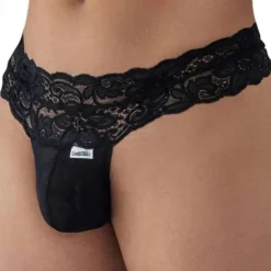 CandyMan Strings-String Dentelle à Lacets Noir