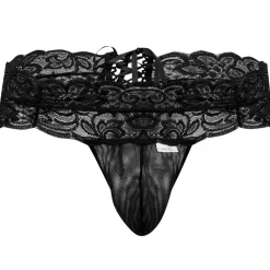 CandyMan Strings-String Dentelle à Lacets Noir