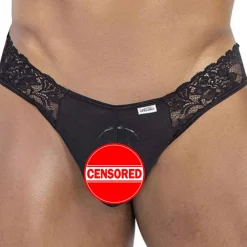 CandyMan Strings-String en Dentelle à Lacets Noir